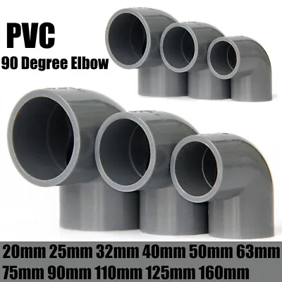 £1.84 • Buy 90 Degree Elbow PVC Pipe Coupling Connector Grey Inner Diameter 20mm~160mm