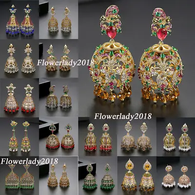 $24.81 • Buy Indian Jhumka Jhumki Crystal Drop Earrings Bollywood Ethnic Jewelry Bridal Gifts