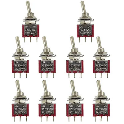 10 Pcs 3 Pin SPDT ON-ON 2 Position Mini Toggle Switches MTS-102 Red US Stock • $7.19