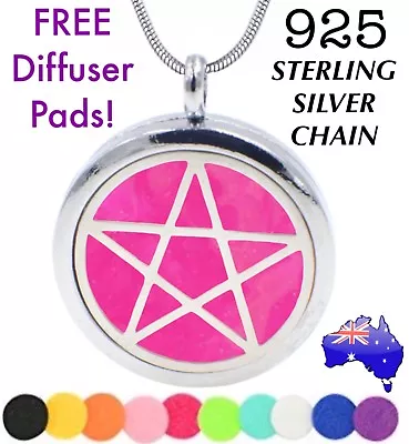 $1 • Buy Pentagram Witch Essential Oil Diffuser Locket 925 Sterling Silver Chain Necklace