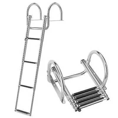 4-Step Pontoon Boat Ladder Folding Telescoping Rear Entry Inboard Ladder • $74.99