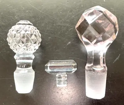Lot Of 3~Vintage Glass Crystal Bottle Decanter Stoppers • $12.99
