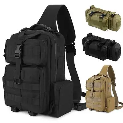 Tactical Military Men Sling Bag Molle Crossbody Travel Waist Shoulder Backpack • $14.24