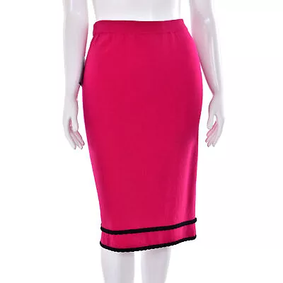 St. John Collection Hot Pink Santana Knit Skirt W/ Black Trim Sz 14 • $129.99