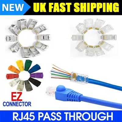 £1.75 • Buy RJ45 UTP GOLD PLATED PASSTHROUGH CAT6 CAT5e NETWORK CABLE CONNECTOR WHOLESALE