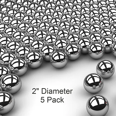 Five 2  Inch G25 Precision Chromium Chrome Steel Bearing Balls AISI 52100 • $46.60