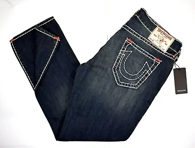 True Religion Men's Ricky Relaxed Straight Super T Jeans 107158 Size 38x33 • $119