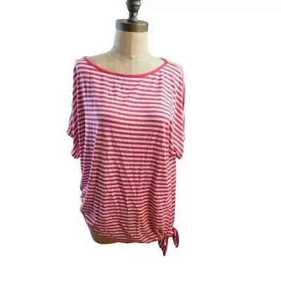 Michael Kors Size L Large Red White Striped Tie Side Knit Top • $12.99