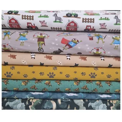 Cotton Jersey Fabric Animals Themed Stretch Soft Colourful Knit Dressmaking • £11.50