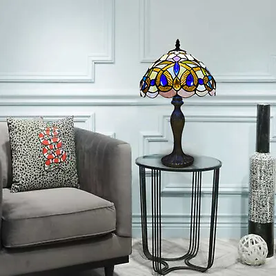 £67 • Buy Tiffany Diamond Style Table Lamp Handcrafted 10 Inch Stained Glass For Room UK