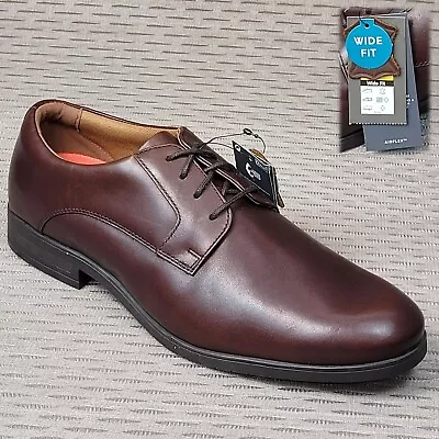M&S AIRFLEX Real LEATHER Lace-Up DERBY SHOES ~ Size 10 WIDE ~ Brown (imperfect) • £23