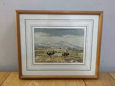 Oil Painting Vintage Landscape Original Mountains Town Homes Framed Small • £20