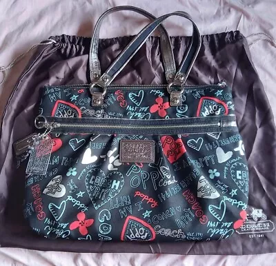 Coach Multicolor Poppy Hearts & Stars Glam Tote Shoulder Bag. Dust Bag Inc. OOP! • $199.95