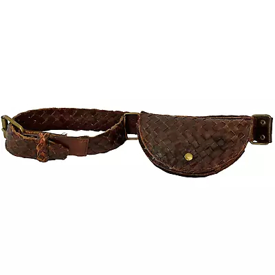 Bed Stu Manny Brown Woven Leather Belt Bag Crossbody Fanny Pack Pouch Bed|stü • $60