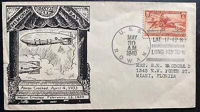 1940 USA USS Akron & Macon Airship Zeppelin Memorial Cover To Miami FL • $39.99