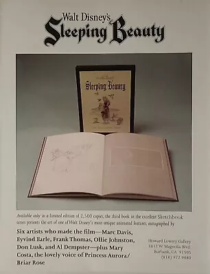 Sleeping Beauty Sketch Book-- Howard Lowery Order Form For Signed Copies  Mint • $50.74