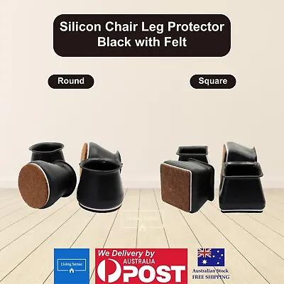 $9.99 • Buy Chair Leg Floor Protector Black Furniture Table Feet Cover Silicone Cap Pads