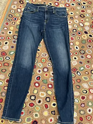 7 For All Mankind Gwenevere Blue Skinny Jeans Mid 9  Rise 26 Waist 30  Inseam Eu • $22.50