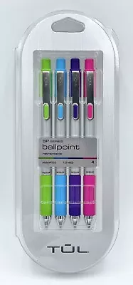 $7.99 • Buy TUL Ballpoint Pens, Med Point, 1.0 Mm, Silver Barrel, Assort Ink Colors, 4 Pens