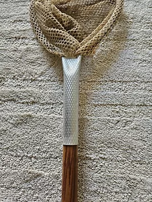 Vintage Primitive Fishing Landing Net Wood Handle Stainless Steel Center... • $44.99