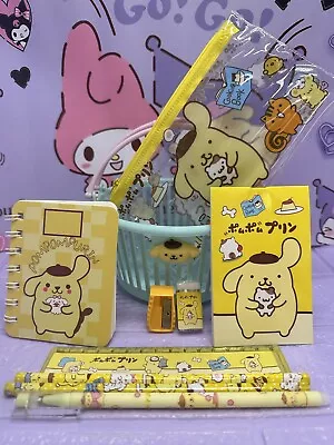 Pompompurin Sanrio Basket Notebook Stationary Pencil Case Pen Rubber Ruler Gift • $21.26