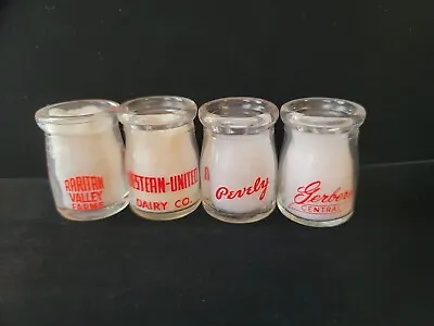 4 Advertising Mini Cream Bottles Raritan Farm Western United Pevely Gerber Dairy • $35.95