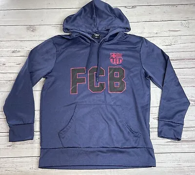 FCB Barcelona Hoodie Hooded Sweatshirt Mens Small Soccer Football Navy Blue • $18.95