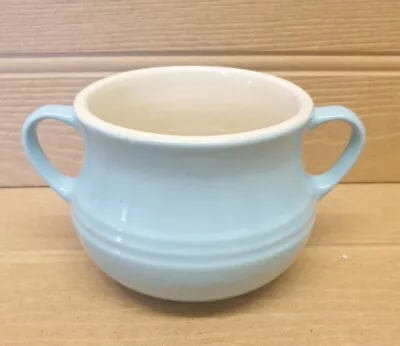 Le Creuset France Light Blue Glazed Stoneware Twin Handled Bean Pot / Soup Bowl • £10