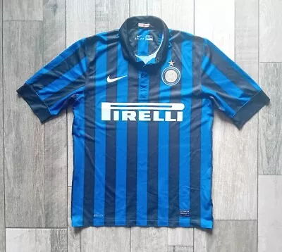 Men's Nike Inter Milan 2011/12 Blue & Black S/S Home Shirt - Size Medium • £11.99