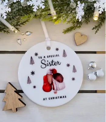 Personalised Sister Christmas Tree Decoration Bauble Sister Gift Keepsake • £6.99