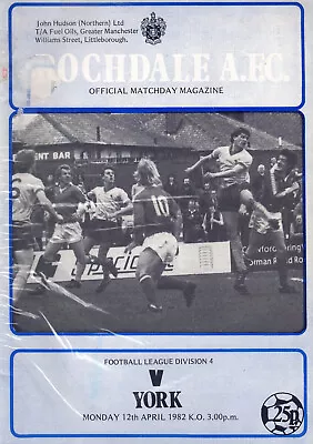 Rochdale V York City 12/04/1982 • £3.50