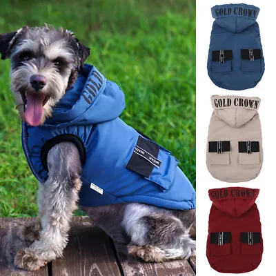 Pet Dog Jacket Coat Hoodie Vest Puppy Hooded Vest Coat Fall Winter Warm Apparel • £13.19