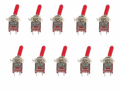 10 SubMiniature SPST Toggle Switch ON/OFF Mini With Red Handle Cover • $7.99