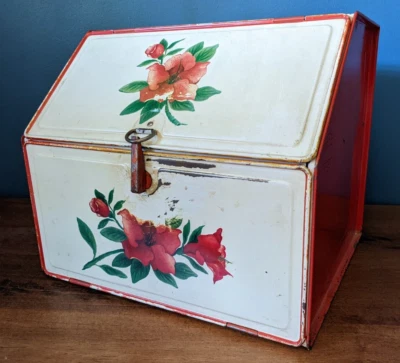 $74.99 • Buy Vtg MCM Mid-Century 2 Door Metal Tin Vented Bread Box Pie Safe Double Shelf 50s