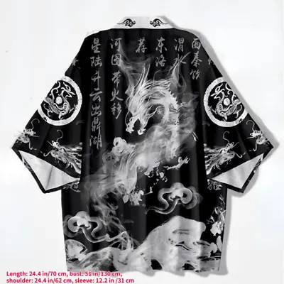 Chinese Men Kimono Cardigan Jacket Coat Yukata Loose Tops Japanese Haori Dragon • $16.81