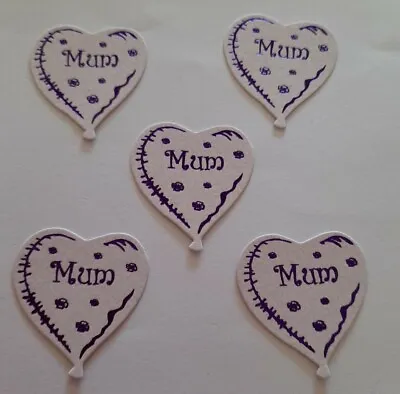 5 Small  MUM  HEARTS FOR CARD MAKING SCRAPBOOKING • £1.59