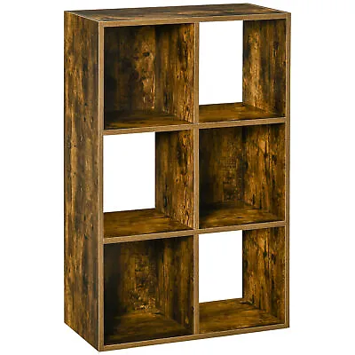HOMCOM Industrial Style Storage Shelf Bookcase Bookshelf Rustic Brown • £39.99