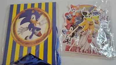 $14.99 • Buy Sonic The Hedgehog Happy Birthday 1 Banner 1 Cake  28 Cupcake Topper Decorations