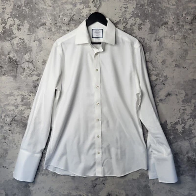Charles Tyrwhitt Mens White 16  Extra Slim Fit Shirt French Cuff 34  Sleeve • £14.95