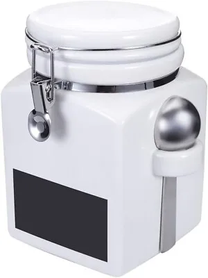 Danxia - Ceramic Food Storage Jar - Chalkboard Label - White - Scoop - 69oz • £10