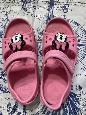 Crocs Crocband II Pink Sandals Strap Shoes Girls Size C 13 Kids Minnie • $11.95