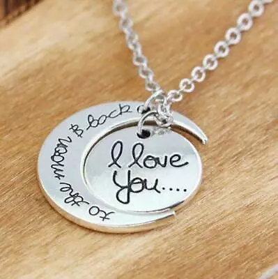 925 Sterling Silver I Love You To The Moon And Back New Fashion Charms Necklace • $15.74