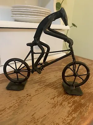 Vintage Roland Metal Art Sculpture Bicyclist  • $16.99