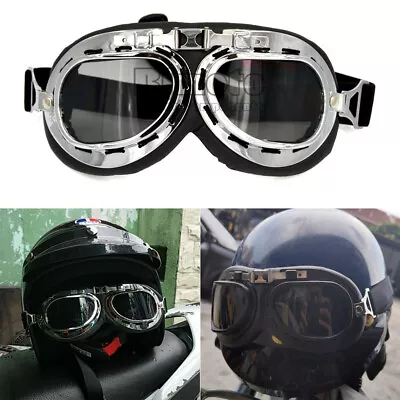 Vintage Retro Motorcycle Goggles Flying Motorbike Eyewear Glasses Helmet Riding • $4.99