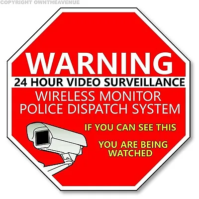 Warning 24 Hour Video Surveillance Security Cameras Vinyl Sticker Decal Red V024 • $1.67