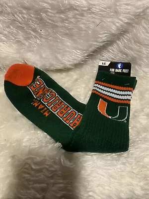 Youth For Bare Feet Miami Hurricanes 4-Stripe Deuce Quarter-Length Socks • $20