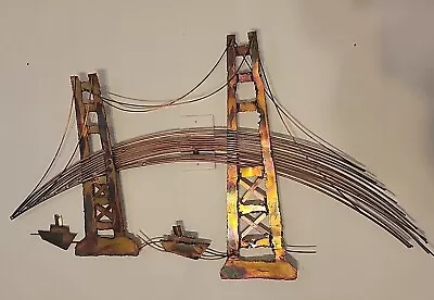 Mid Century Brutalist Art CURTIS JERE Style GOLDEN GATE BRIDGE 38  X 22  GREAT  • $125