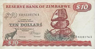 1983 Zimbabwe (rhodesia) 10 Old Dollars Zimbabwean Banknote South Africa Dollar • £1.27