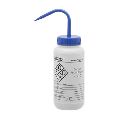 Sodium Hypochloride Wash Bottle (Bleach) 500ml - LDPE - Eisco Labs • $11.19