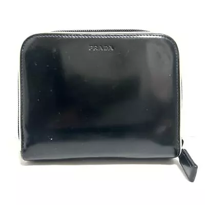 Auth PRADA - 1M0605 Black Leather Bifold Wallet • $124